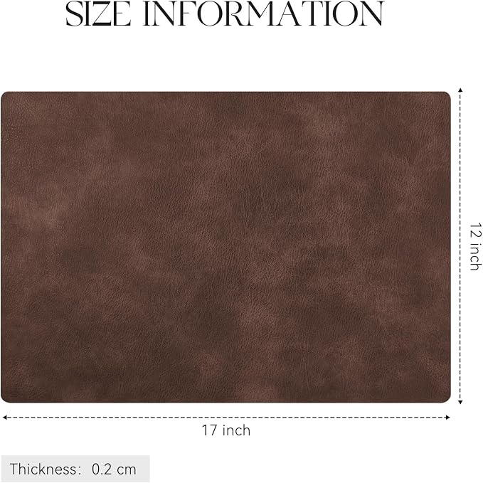 MOSAYT Vinyl Placemats Set of 8-12 X 17 Inch - Faux Leather 100% Waterproof Oil-Proof Wipeable PU Place Mats, Heat Resistant Reversible Table Mats for Kitchen, Dining, Outdoor, Coffee - Image 7