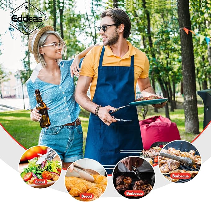 Eddeas Small Tongs For Cooking, Mini 7 inch Kitchen Tongs -Heat Resistant 600 Degrees Stainless Steel and Non-Slip handle - Perfect for Cooking, Salad, Pasta, Steaks, Vegetables,Dishwasher safe - Image 7