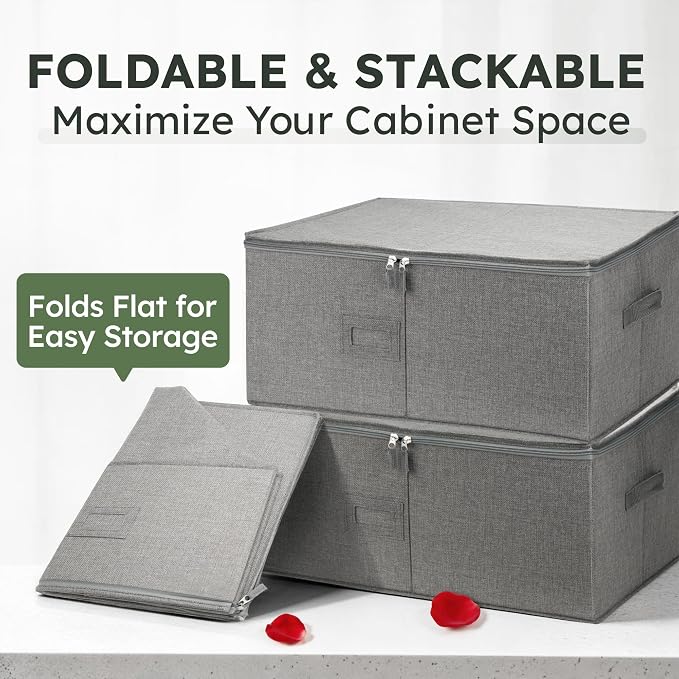 LotFancy Stemware Storage Container for Moving, Hard Shell, Wide Wine Glass Storage Box with Dividers & Handles, Stackable, Foldable Crystal Glassware Case, 21”x15.5”x10”, Grey - Image 9