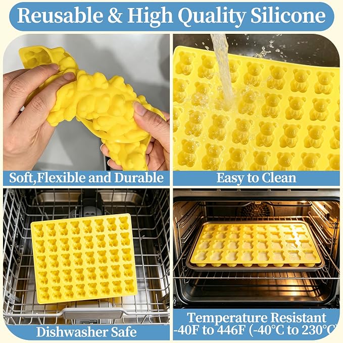 Large Gummy Bear Candy Molds 4.5ML, 80-Cavity Bear Chocolate Mold Silicone | 2 Pack Non-Stick Bear Silicone molds for Gummy, Mini Size Ice Cubes, Cupcake Toppers and Birthday Party Cake Decoration - Image 7
