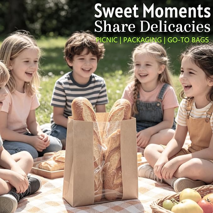 Extra Large Paper Bread Bags for Homemade Bread with Window & Sticker for XL Sourdough Breads, Round Loaf, Baked Goods, Oval Loaves, Brown Kraft - 45 Pcs 16x10x5 Inch - Image 9