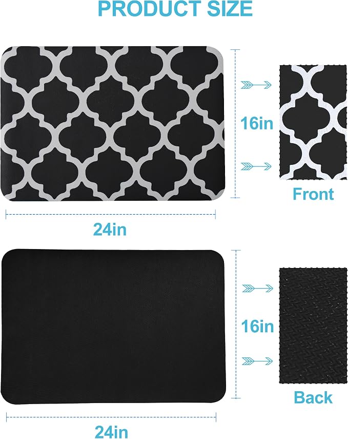 Dish Drying Mat for Kitchen Counter, 16x24 Rubber Backed (Black Trellis) | Hide Stain Anti Absorbent for Kitchen Counter, Non-slip Drying Mat for Coffee Machine Dish Rack - Image 7