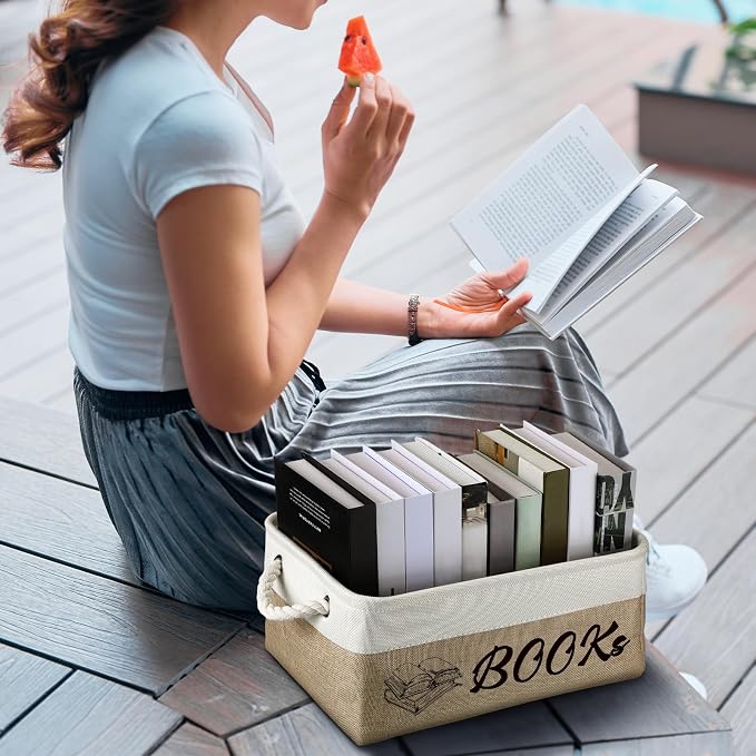 Marsui Book Lover Gifts Books themed Storage Basket Storage Bin Bookish Accessories Bookworm Gift for Club Members Student Teacher Reading Accessories - Image 7