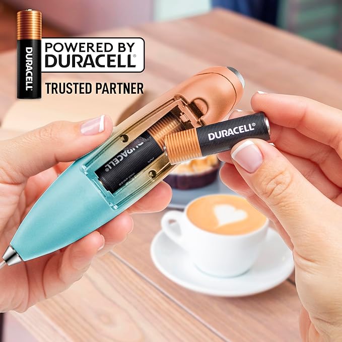 Zulay Kitchen Milk Frother Handheld Electric Whisk with AA Duracell Batteries β Durable Drink Mixer for Coffee, Lattes, Cappuccinos & More - Sunrise