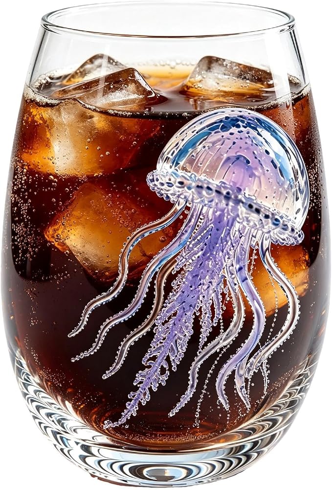 3D Octopus Glass Drinking Cup, Marine Animal Stemless Tumbler | Hand-Blown 3D Blue Ring Octopus Stemless Glass, Novelty Marine Life Drinking Tumbler, Beach Giftt - Image 9