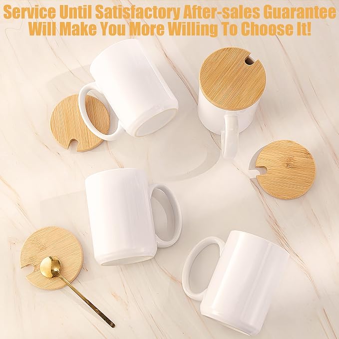 RAINBOWTIE Sublimation Mugs 15oz with Bamboo Lid, 12PCS Tazas Para Sublimar | Ceramic Coffee Cup set for gifts,Latte, Soup, Milk, Cocoa,juice, milk - Image 7