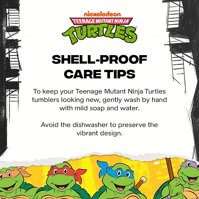 Dragon Glassware x Teenage Mutant Ninja Turtles Insulated Tumbler, 16 oz | Vacuum Insulated Stainless Steel Tumbler with Straw & Lid; Double Walled TMNT Tumbler with Straw Topper; Ninja Turtle Cup - Image 9