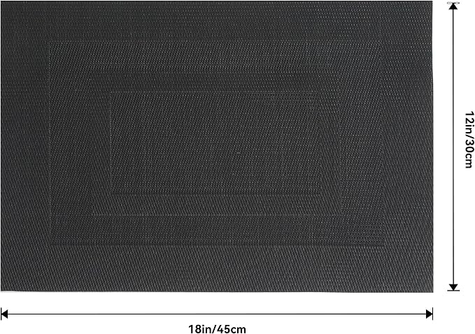 Leetaltree Black Frame Placemats Set of 8 - Heat Resistant Non-Slip Place mats for Dining Table, Washable Durable PVC Vinyl Woven Table MatsοΌBlack Frame, 8οΌ - Image 9