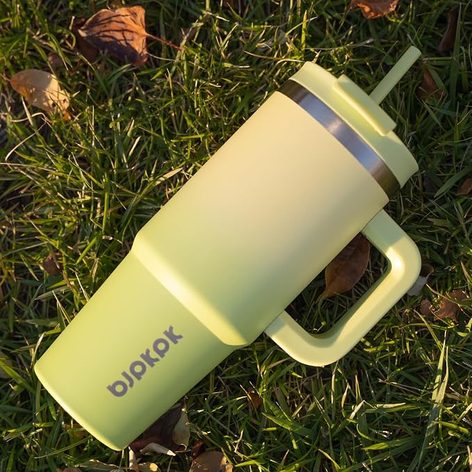 BJPKPK 40 oz Insulated Tumbler with Handle & Straw, Stainless Steel | Double Wall Vacuum Insulation, Leak Proof, BPA Free, Dishwasher Safe, Cupholder Friendly, Travel & Outdoor, Bubble Gum - Image 6