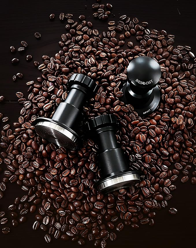 Espresso Tamper 51mm-Spring-Loaded Barista Coffee Tamper with Click Sound Feedback | Self-Leveling | 100% Stainless Steel Ripple Base, Fits 51mm Breville Sage Portafilters