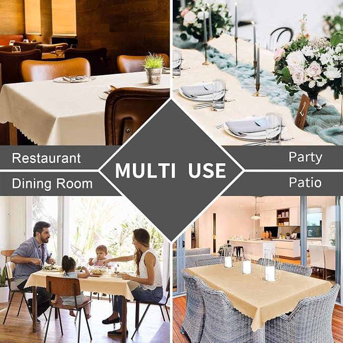 Smiry Rectangle Waterproof Heavy Duty Vinyl Tablecloths, 54 x 120 Inch | Wipeable Washable Floral Embossed Table Cover for Kitchen and Dining Room, Indoor & Outdoor Use, Brown - Image 7