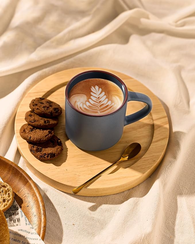 famiware Coffee Mugs Set of 6, Nebula 14oz Coffee Mugs, Ceramic Cup Set with Handle for Latte, Tea, Milk, Cappuccino, Cocoa, Charcoal - Image 7