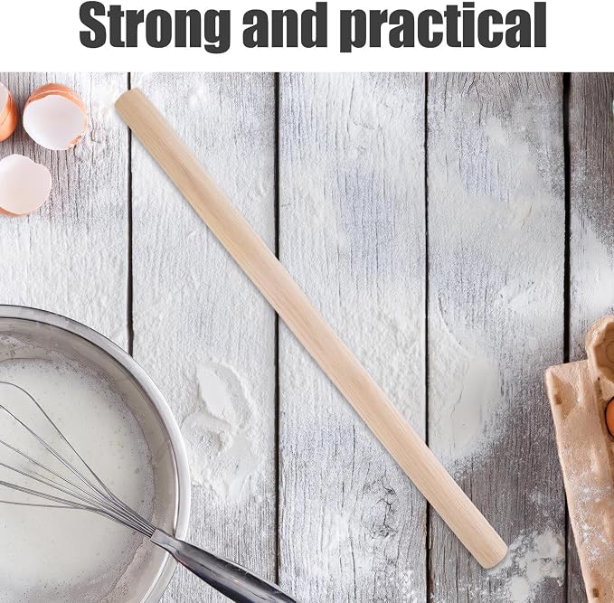 2pcs Solid Wood Rolling Pin for Dough Baking, 50x3cm Wooden Pastry Dough Roller with Resistance to Deformation, Versatile Kitchen Baking Tool for Bread and Cookie Preparation - Image 9