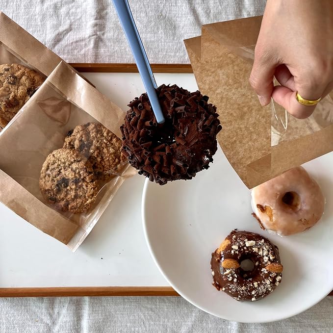 100 Pcs cozymomdeco Korean Made Bakery Bags with Window, Paper Sandwich Bags, Donut To Go, Bakery for Treat, Snack, Cookie Packaging Pastry Bags (Brown) (Large) - Image 9
