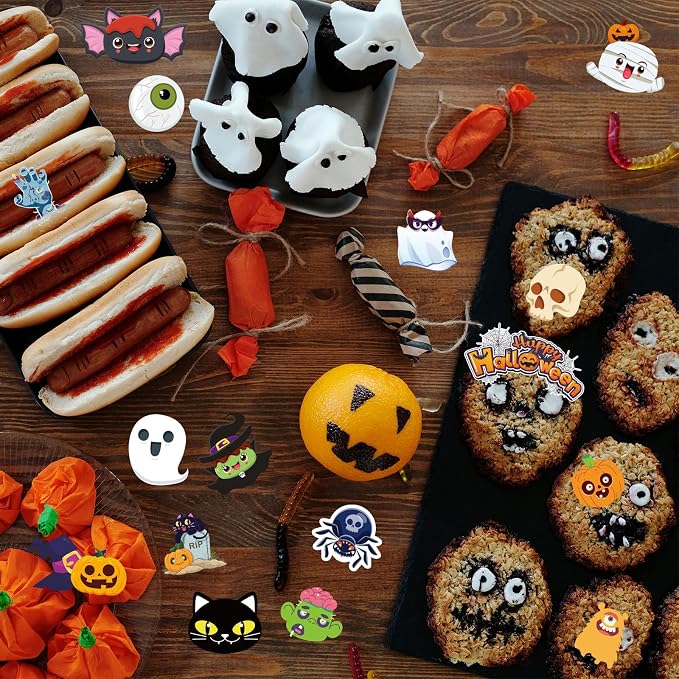 280pcs Halloween Cake Decoration - Edible Dessert Toppers With Ghost, Bat, Graveyard, Zombie, Skeleton, Spider, Pumpkin, Witch Hat, Eyeball (40 Styles) - Image 7