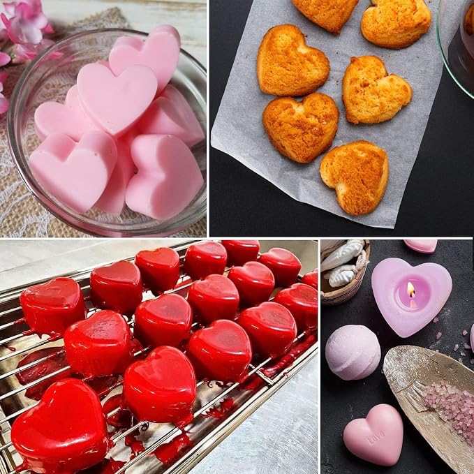 (2 Pack) 6 Holes Heart Shaped Silicone Mold For Chocolate Cake - Heart Silicone Mold for Making Jelly Pudding Handmade Soap Mould Candy Making - Image 7