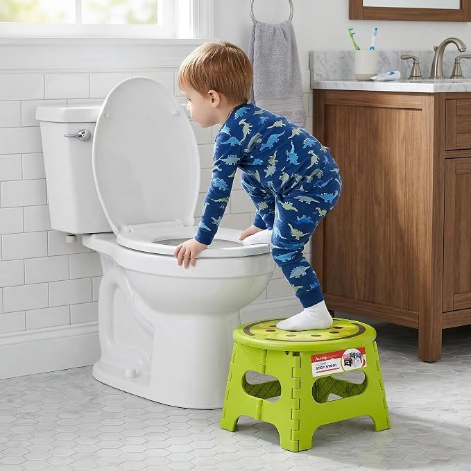 ACSTEP Folding Step Stool 9 Inch, Sturdy Collapsible Step Stool Foldable Up to 265 lbs for Kids Toddlers & Adults, Non Slip Foot Stools with Handle for Kitchen, Bathroom, Bedroom, Outdoor, Kiwi Green - Image 9