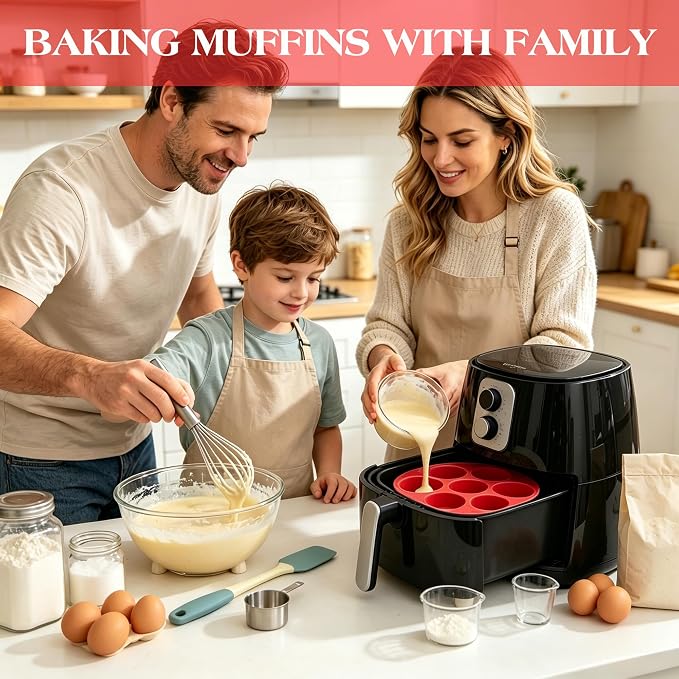 CAKETIME Silicone Muffin Pans for Air Fryer, Oven Baking Nonstick | Food-Grade, for Egg Bites, Muffins, Cupcakes, Mini Quiche 2 Pack - Image 8
