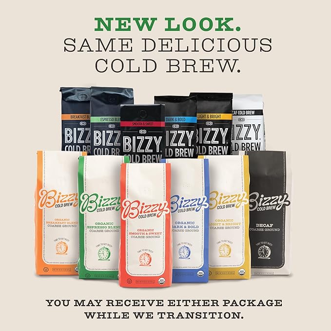 Bizzy Organic Cold Brew Coffee | Espresso Blend | Coarse Ground Coffee | Medium-Dark Roast | Micro Sifted | Specialty Grade | 100% Arabica | 1 LB (Pack of 2)