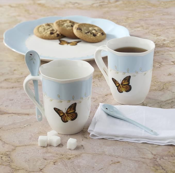 Lenox 897800 Butterfly Meadow Color Mugs With Spoons, Set Of 2, Blue - Image 5