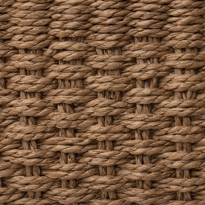 LA JOLIE MUSE Small Wicker Baskets for Organizing, Brown 3 Pack | Decorative Organizer with Vegan Leather Tag, Round Handle, Storage Baskets for Shelves, Bedroom, Kitchen, Office and Home - Image 6
