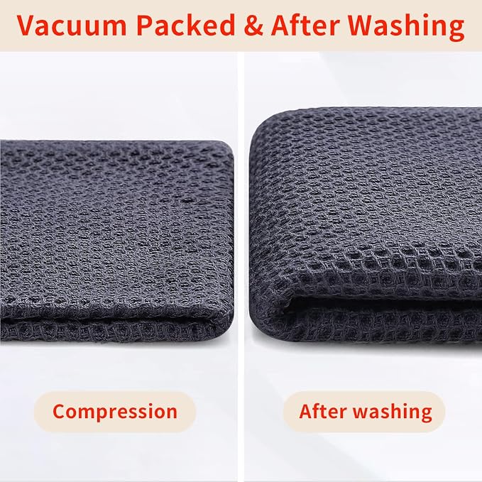 Homaxy 100% Cotton Oversized Waffle Weave Kitchen Towels 6-Pack, Dark Grey | 20 x 28 Inches, Ultra Soft Absorbent Dish Towels, Quick Drying Large Cleaning Towels - Image 8