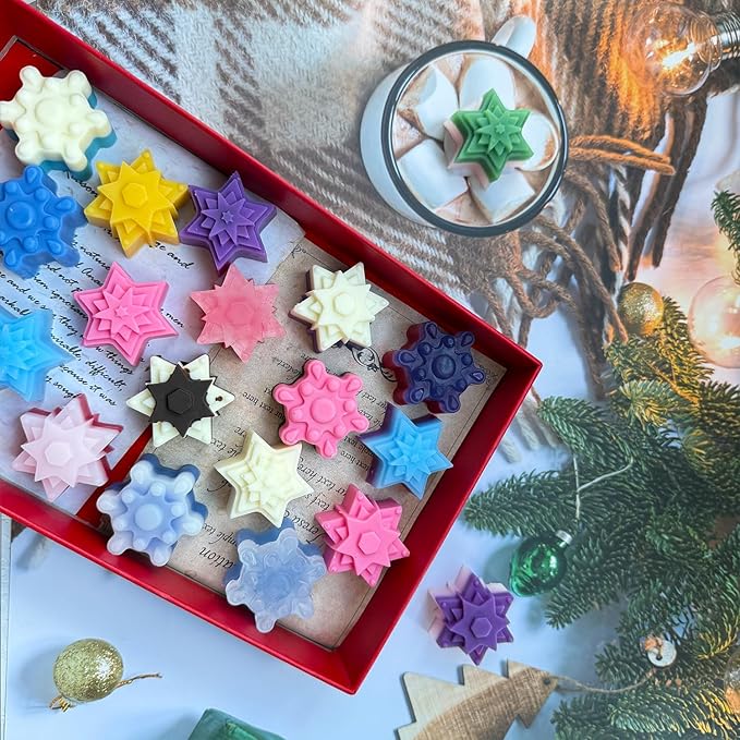 2 PCS Snowflake Silicone Mold, Snowflake Ice Cube Molds Christmas Chocolate Candy Silicone Molds for Dessert Soap Candles Jello Ice Wax Melt, Christmas Holiday Party Baking Cake Decor Mold
