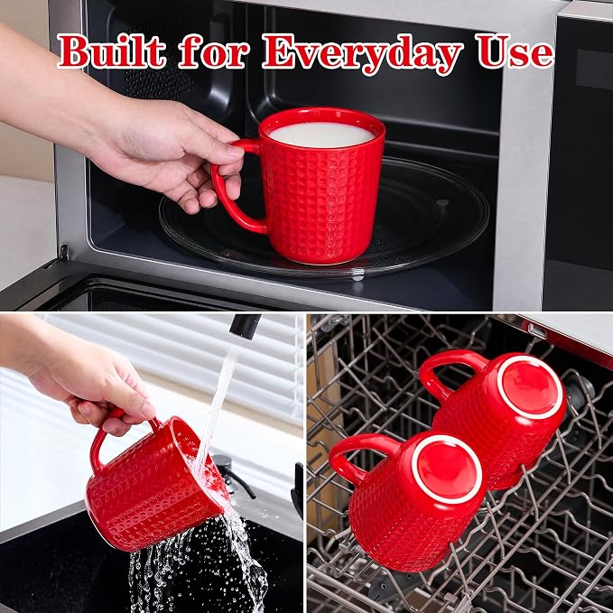 20 oz Large Coffee Mug ,Ceramic Coffee Cup with handle for Men and Women, Big Capacity Tea Mug for Latte, Milk & Cocoa, Porcelain coffee mug for Office and Home – Dishwasher & Microwave Safe,1PC,(Red) - Image 9