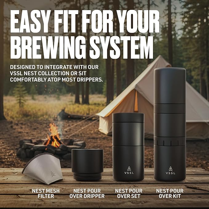 VSSL – Nest #1 Reusable Coffee Filter | Stainless Steel Mesh Filter | Pour Over Filters for Camping | Sustainable & Eco-Friendly Coffee Gear | Compact, Durable & Adventure Ready | Pack of 3