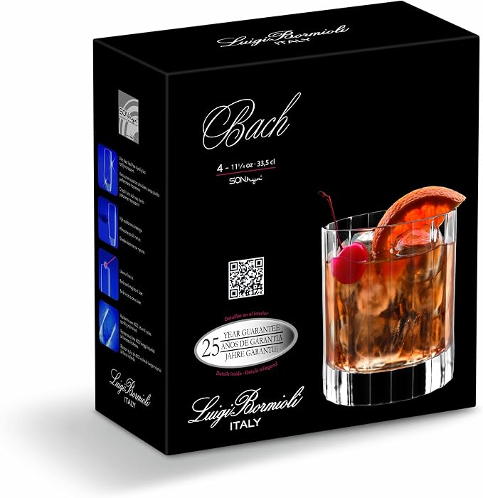 Luigi Bormioli Bach Ribbed Highball Glasses, Made in Italy (Set of 4) - 16.5 Oz Bar Glasses with Heavy Base - Laser Cut Rims Durable Non-Leaded Crystal Drinkware - Dishwasher Safe (Pack of 6) - Image 6