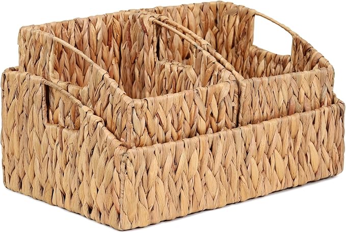 Pantry Baskets for Organizing, Wicker Basket Shelf Storage | Handwoven Pantry Organizers and Storage with Built-in Handles, Laundryroom Organization Storage Bins for Snack Cans - Image 8