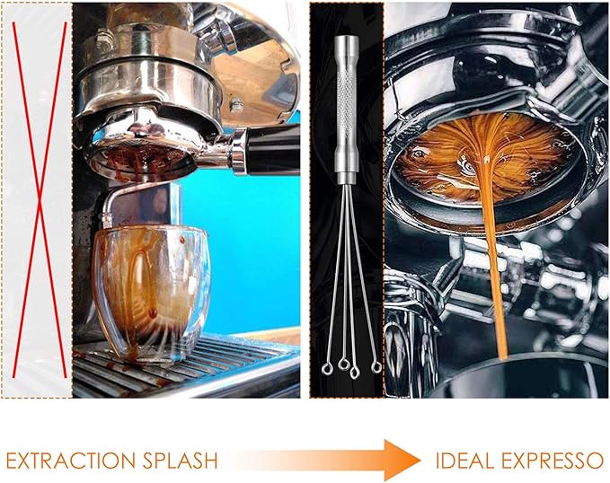 Espresso Coffee Stirrer, MATOW Stainless Steel Mini Whisk for Espresso Stirring Distribution โ Professional Coffee Powder Stirring Tool