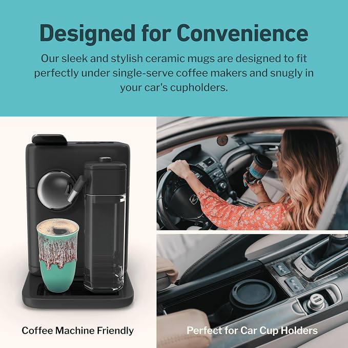NOVA CERAMICS Travel Mug On the Go Coffee Tumbler Microwave & Dishwasher Safe Green Tumbler - Gifts For Women Men Him Her 16oz Nebula - Image 7
