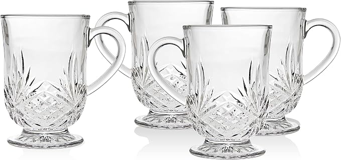 Godinger Coffee Mugs, Tea or Hot Water Glass Cups - Dublin Collection, Set of 4, 10 fluid ounces - Image 2