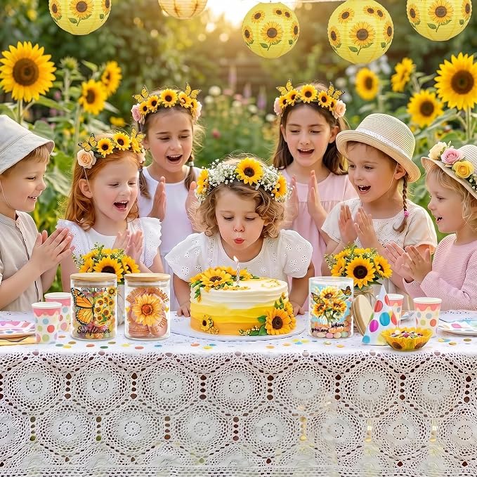 Sunflower Glass Storage Jars with Lids, Candy Cookie Jars, 3 Pcs | Sunflower Inspirational Candy Jars Summer Floral Motivational Kitchen Decor Canister Yellow Floral Kitchen Containers Set - Image 7