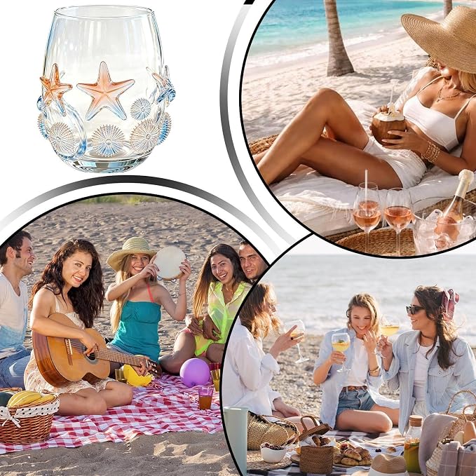 3D Marine Animal Artisan Glassware Collection Wine Glasses (B) | Stemless Coastal Themed, Handcrafted Marine Animal Glassware, 3D Sea Animal Glass Cup, for Juice Cocktail Soda Beer - Image 7