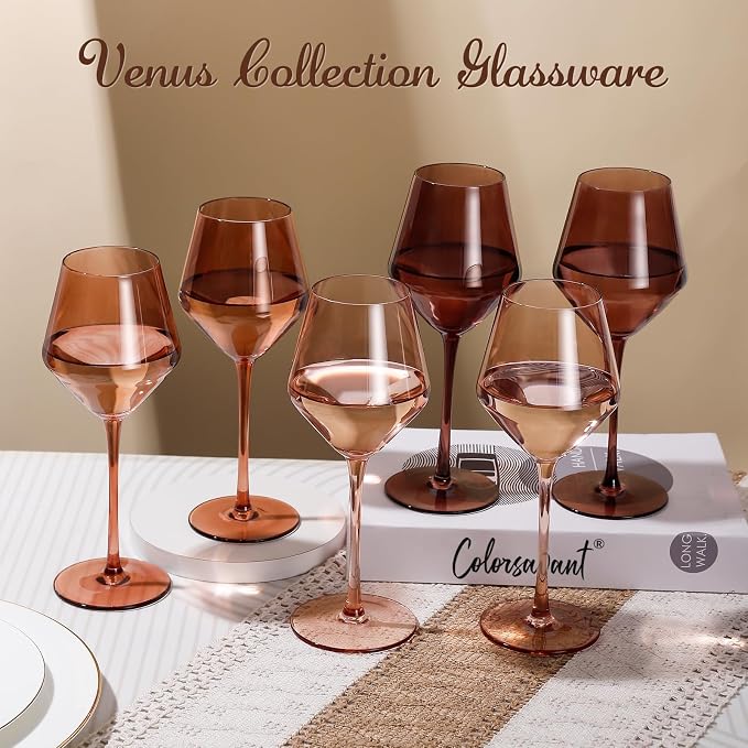 Venus Stemless Wine Glasses Set 6-14oz Melanin Colored Wine Glasses StemlessใHandBlownใ Brown Wine Glasses Set,Unique Brown Wine Glasses for Home Party Decro - Image 6