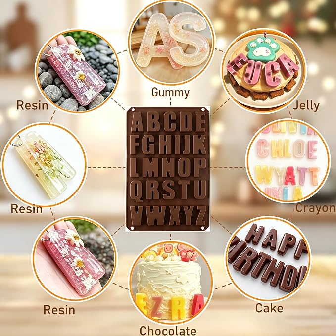 Letter Alphabet Silicone Molds BPA Free Food Grade Non-Stick Easy Release Reusable Baking Molds for Chocolate Cake Ice Tray DIY Cake Decorating Kitchen Baking Tools - Image 6