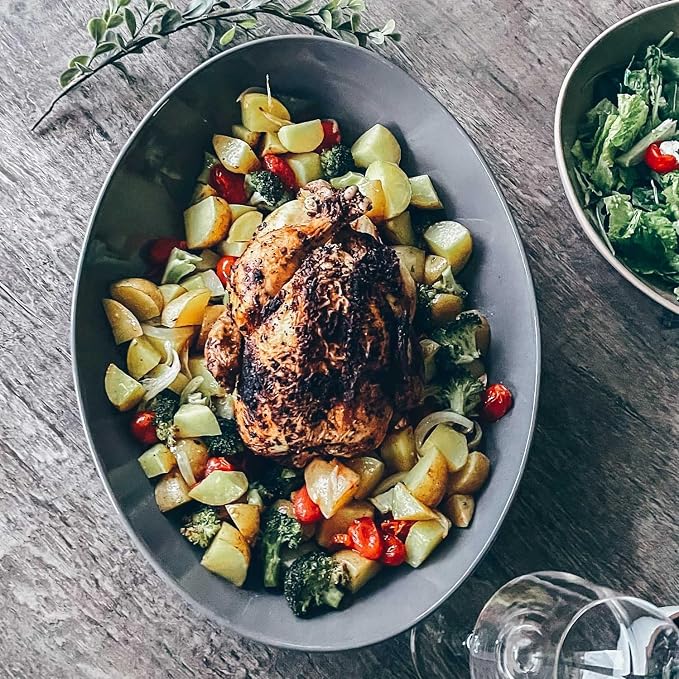 Mora Ceramic Large Serving Bowls- Set of 2 Oval Platters for Entertaining. Modern Kitchen Dishes for Dinner, Fruit, Salad, Turkey, etc. Oven, Dishwasher Safe, 110/80 oz, 16" / 14.6" - Neutrals - Image 8