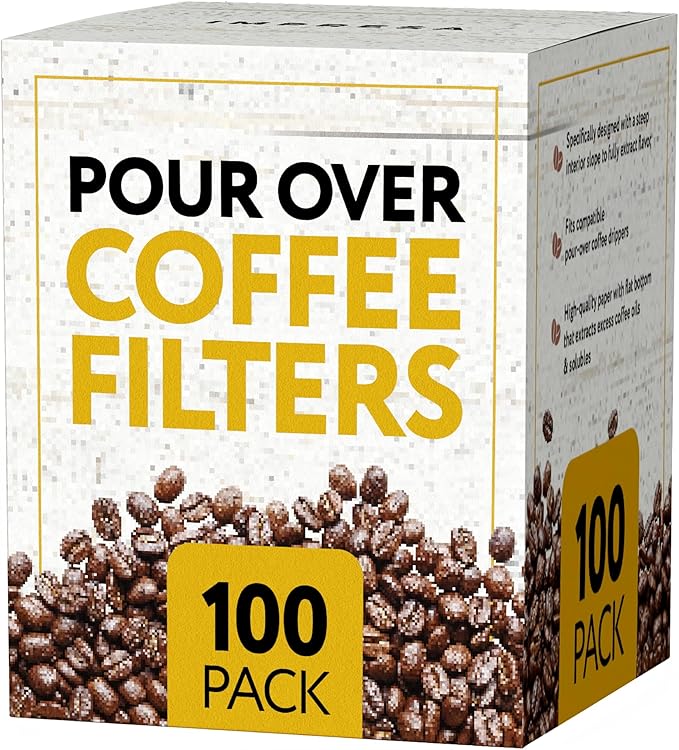 IMPRESA 100-Pack Pour-Over Coffee Filters - One Size, White - Flat-Bottom Design for Pour Over Coffee Dripper - Smooth Flow for Gooseneck - XF Filters Compatible With Fellow Stagg XF