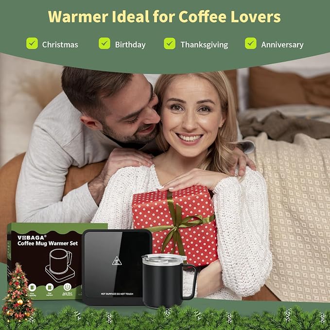 VOBAGA Mug Warmer with 15oz Mug Set, Smart Coffee Mug Warmer for Desk with 5 Temp Settings & 2-12H Auto Shut Off, Coffee Warmer for Candles, Coffee, Cocoa, Milk, Best Coffee Gifts for Men Women - Image 7