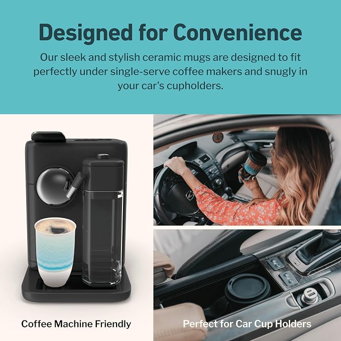 NOVA CERAMICS Travel Mug - Portable Coffee To Go Mug Microwave & Dishwasher Safe Coffee Cups Reusable - Gifts For Women Men Him Her 12oz - Lagoon - Image 6