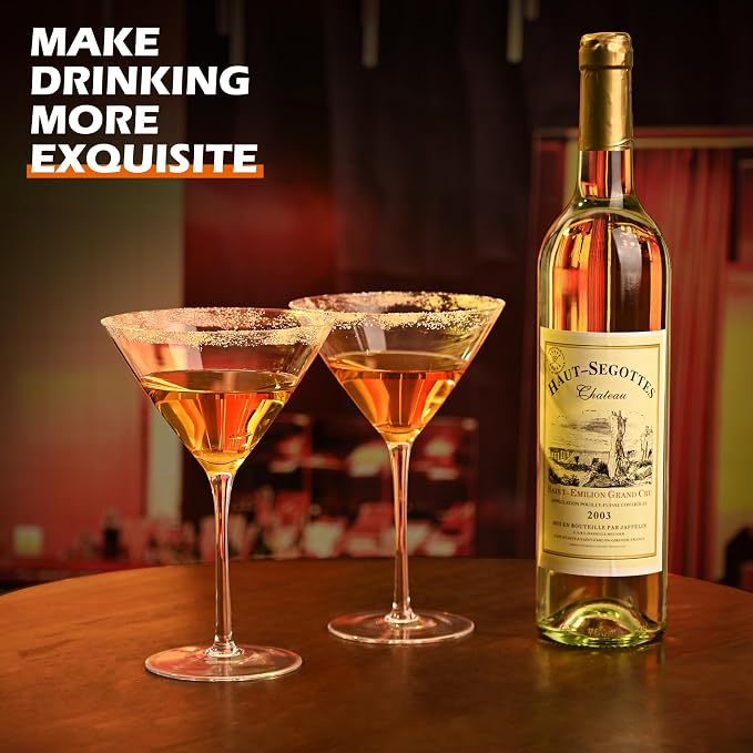 KMIGRUAN 10oz Large Martini Glasses Set of 4,Classic Crystal Cocktail Glasses,Hand Blown Martini Glass for Espresso Martini, Cosmopolitan, Manhattan, Home Bar Gift Set - Image 6