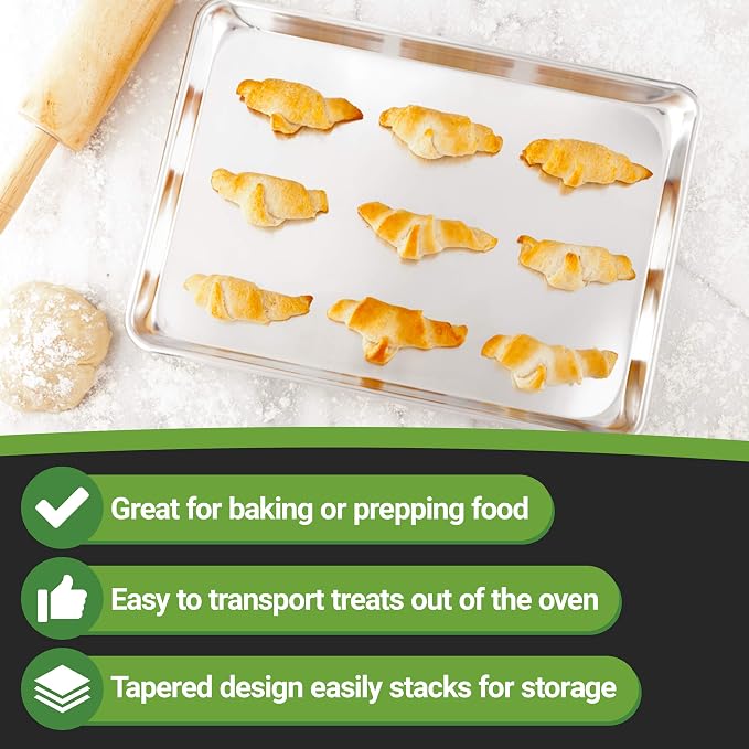 Restaurantware Met Lux 13 x 18 Inch Half Size Baking Sheet 1 Heavy-Duty Cookie Sheet - Evenly Bakes Treats Make Pastries or Cookies Aluminum Sheet Pan For Commercial or Home Use - Image 6