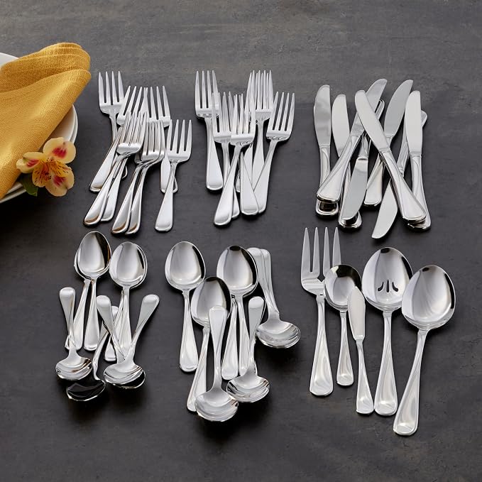 Oneida Flight 65-Piece 18/0 Silverware Set for 12, Flatware | mirror finish, dishwasher safe | includes serving spoons and utensil set | cutlery set, wedding silverware - Image 12