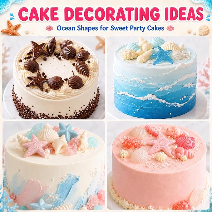 3Pcs Seashell Chocolate Molds, Ocean Themed Cake Baking Molds for Candy Fondant, 24-Cavity Silicone Mold for Cookies, Cupcake Toppers and DIY Cake Decorating - Image 7