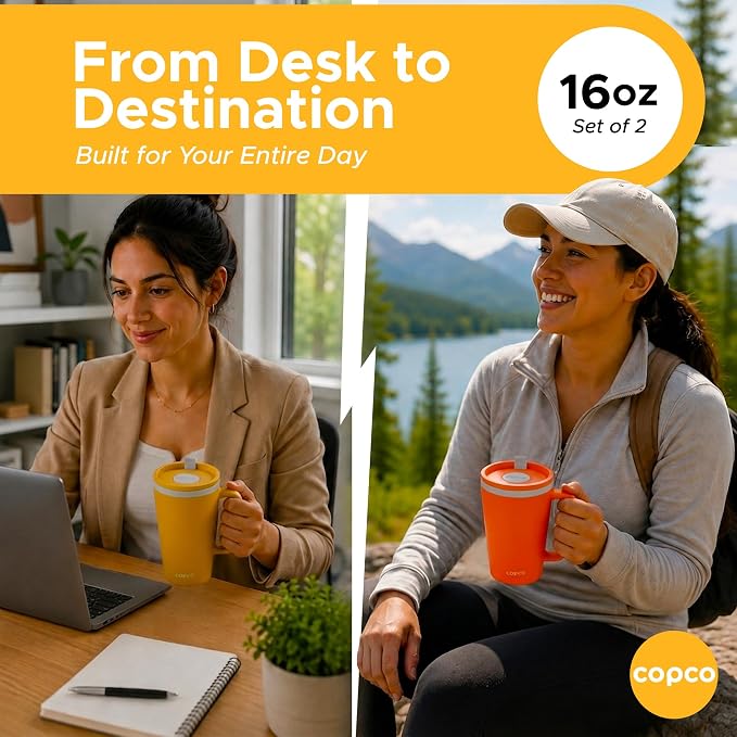Copco Cone Desk Mug 16 Oz - Orange & Mustard, Set of 2 - Image 7