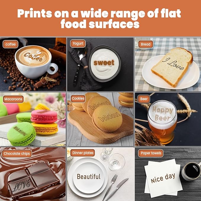 Handheld Printing Pen Latte Pen Macaron Cookie DIY Blessing Pattern Logo Use Scene Restaurant Hotel Reception School (Brown)