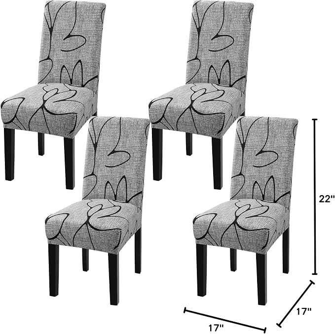 Fuloon Dining Chair Slipcover, Stretch Parson Chair Protector for Home | Printed Gray Lotus, Set of 4, Super Fit, Stretch, Removable, Washable, Suits for Hotel, Dining Room, Ceremony, Banquet Party - Image 8