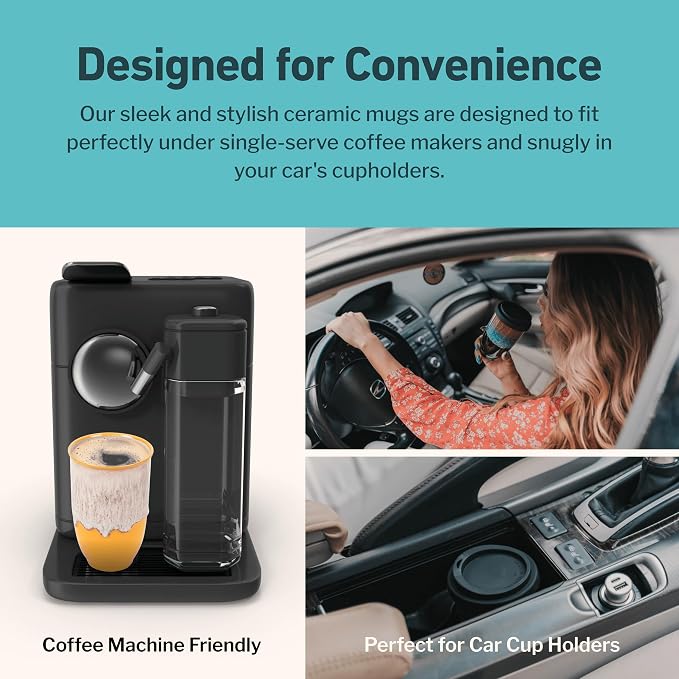 NOVA CERAMICS Grapefruit 12oz Travel Mug - To Go Coffee Tumbler With Lid - Microwave & Dishwasher Safe - Unique Design - Modern Style - Reusable - Adults - Image 6